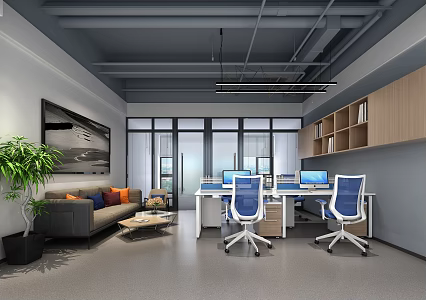 modern public office area office 3d model