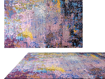 Colorful Abstract Square Rug With Vibrant Purple Blue Yellow Hues 3d model