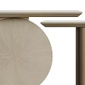 Modern Console Table With Light Beige Tabletop Cylindrical Pillar And Round Radiating Texture Panel