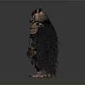 Mythical Owl Warrior In Detailed Black Gold Armor With Ornate Accents