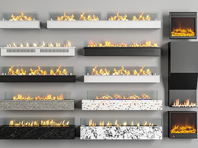 Modern Fireplaces With Various Designs Materials And Styles For Home Decor 3d model