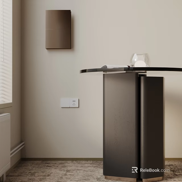 Modern Black Side Table with Glass Top and Metal Frame for Living Room Near Window 3d model 