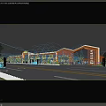Bustling Commercial Street With Modern Architecture Shops Restaurants Illuminated Lights Pedestrians And Decorative Greenery