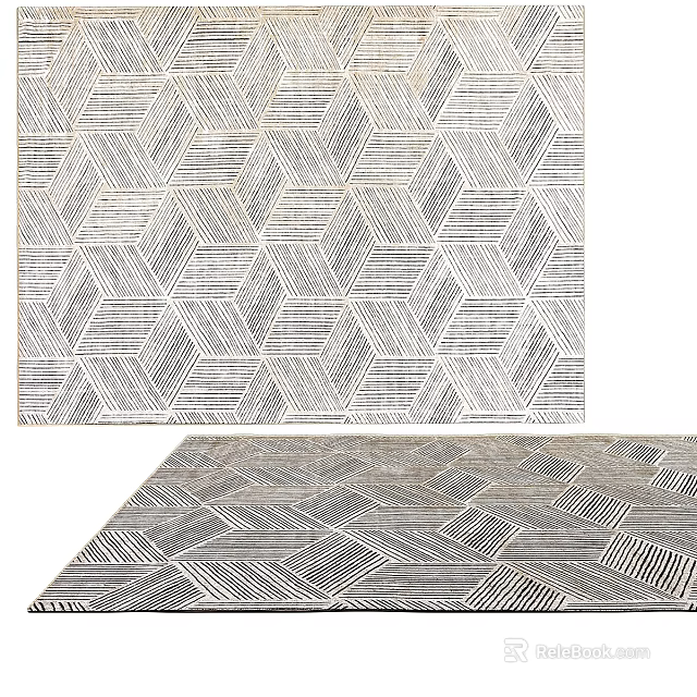 Stylish Modern Square Rug Featuring Geometric Hexagonal Patterns For Home Decor 3d model