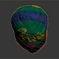 Colorful Cloth Hat With Green Blue Fabric Yellow Animal Pattern And Pink Edge Trim