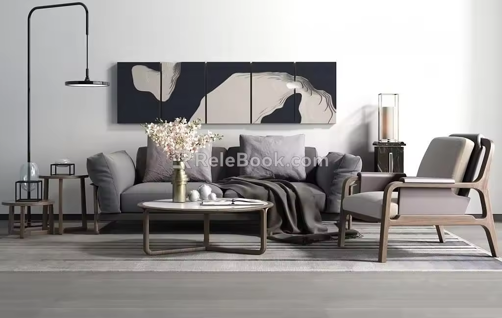 Sofa coffee table combination 3d model