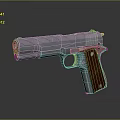 Classic Silver Metal Pistol With Wooden Grip And Gradient Background Reflection
