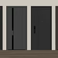 Dark Modern Security Doors With Various Panel Designs And Metal Handle Details