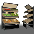 Multi Tiered Display Shelves with Transparent Lids and Wooden Shelves for Fresh Produce