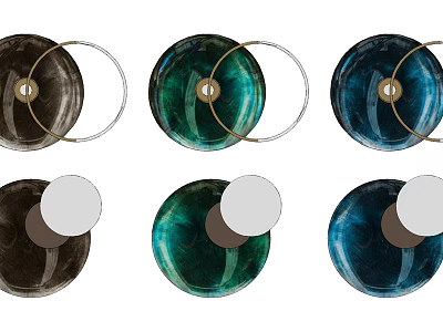 Modern Circular Wall Decor With Colorful Glass And Metal Rings For Home Interior 3d model