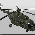Camouflage Military Helicopter Model With Detailed Rotors Landing Gear And Fuselage