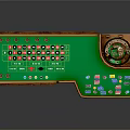 Luxury Entertainment Table With Roulette Game Design Green Surface Number Layout And Chip Storage