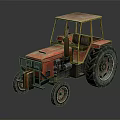 Old Red Tractor With Rustic Cab Large Wheels And Classic Vintage Design 3d model