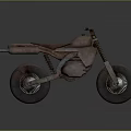 Rusty Vintage Motorcycle With Old Frame And Wheels On Dark Background 3d model