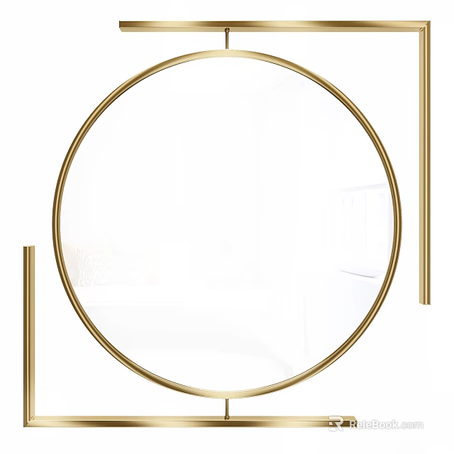 Modern Round Gold Framed Mirror Ideal for Home Decorative Use 3d model 