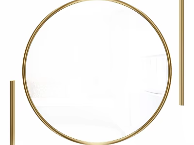 Modern Round Gold Framed Mirror Ideal for Home Decorative Use 3d model