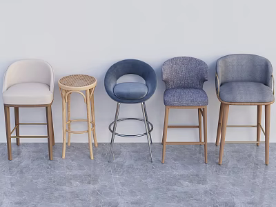 Various Style Bar Stools With Wooden Metal Frames And Upholstered Seats 3d model Various Style Bar Stools With Wooden Metal Frames And Upholstered Seats 3d model