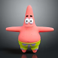 Patrick Star Pink Starfish Cartoon Character With Big Eyes Green Shorts Open Arms
