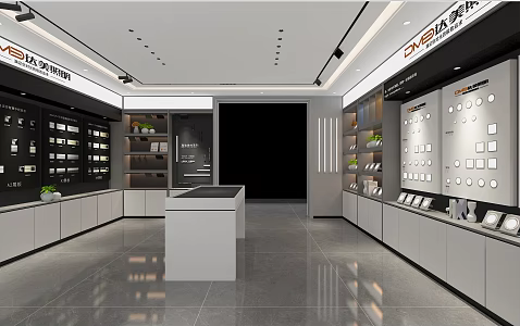 No main lamp exhibition hall store in store 3d model