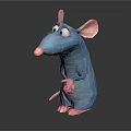 3D Cartoon Character Blue Rat With Pink Ears Standing Pose And Big Eyes Design
