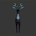 Vibrant Blue Purple Gradient Deer With Glowing Antlers And Striped Body On Grey Background