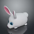 Adorable White Rabbit Plush Toy With Pink Ears And Blue Eyes