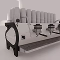 Café Coffee Station With Professional Espresso Machine And Stacked White Disposable Cups