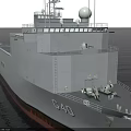 Modern Naval Warship With Helicopter Landing Deck Circular Markings And Radar Systems On Open Sea