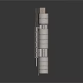 Concrete Industrial Tower Structure With Metal Scaffolding And Circular Platforms