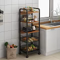 Rolling Kitchen Storage Rack With Multiple Tiers Holding Jars Toaster Fruits Vegetables In Modern Kitchen
