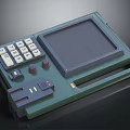 Green Portable Electronic Device With LCD Display Screen Numeric Keypad And Control Knobs