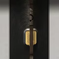 Black Double Doors With Textured Surface And Gold Accent Handle In Modern Design