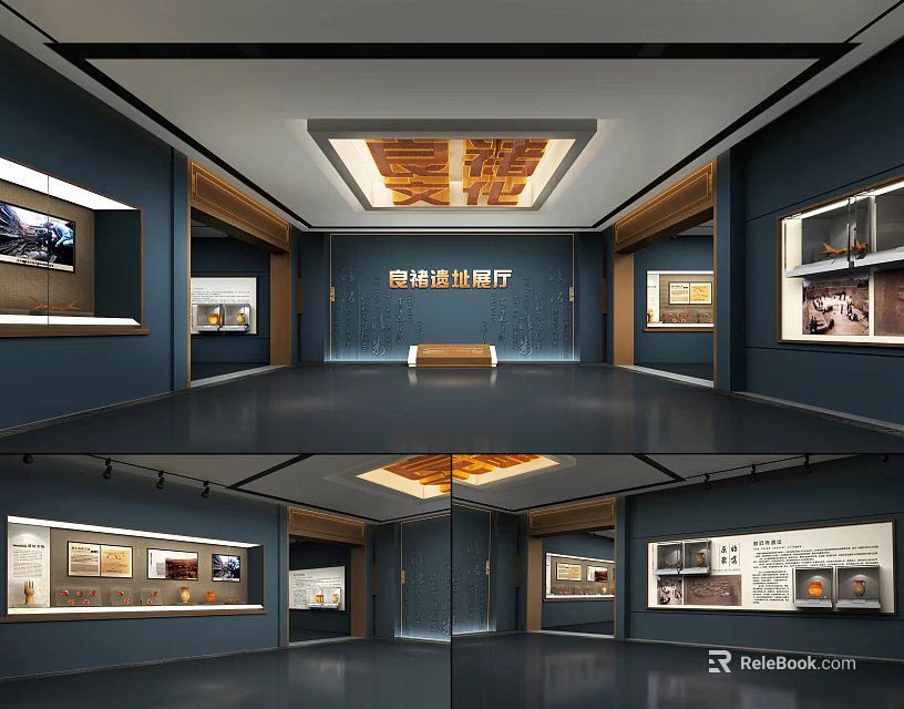 Jingdezhen Cultural Exhibition Hall Interior With Exhibits And Space Layout 3d model 