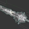 Ornate Fantasy Sword With Intricate Gold Silver Metal Design And Decorative Hilt Details