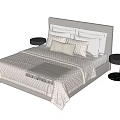 Modern Double Bed With Upholstered Headboard Quilted Bedspread And Side Table 3d model