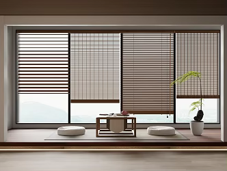new bamboo curtain rolling curtain 3d model