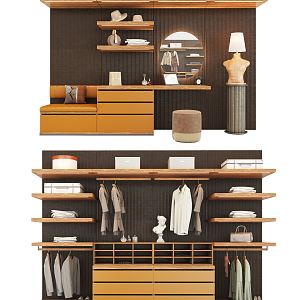 Modern wardrobe walk-in wardrobe combination 3d model