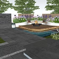 Modern Courtyard Garden Design With Fire Pit Wooden Deck Stone Pavers And Deer Sculpture