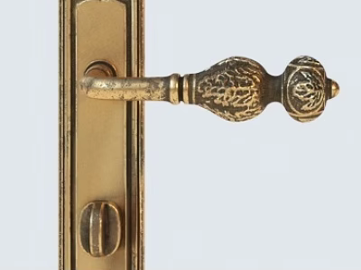 Vintage Brass Door Handle With Intricate Carved Patterns And Classic Design 3d model