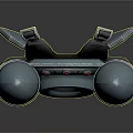 Futuristic Metallic Spacecraft Thruster Engine With Dual Conical Design And Red Propulsion Core