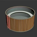 Round Wooden Garden Ornament With Gravel Base And Side Ladder