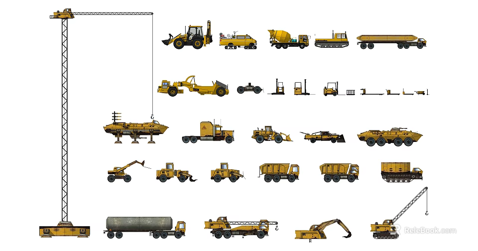 Utility Vehicles Including Construction Machinery Heavy Duty Trucks and Equipment 3d model 