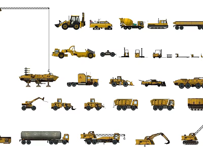 Utility Vehicles Including Construction Machinery Heavy Duty Trucks and Equipment 3d model