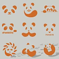 Various Brown Panda Icon Designs With Apandabily And Pandin Logos