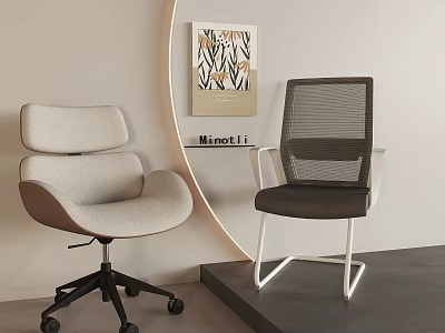 Modern Office Chairs in Different Styles with Mesh Back and Rolling Wheels for Workspace 3d model
