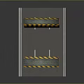 Road Pavement With Yellow Black Striped Barriers And White Lane Lines