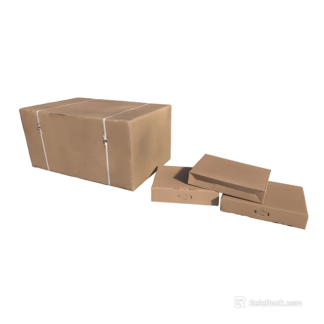 Sturdy Cardboard Boxes In Different Sizes For Moving Packing And Storage 3d model 