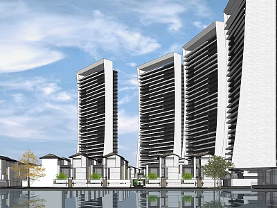 Modern Open Kitchen Interior Design With Island Counter And Built In Appliances 3d model