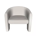 Modern Beige Upholstered Accent Chair With Curved Arms And Sturdy Unique Leg Design