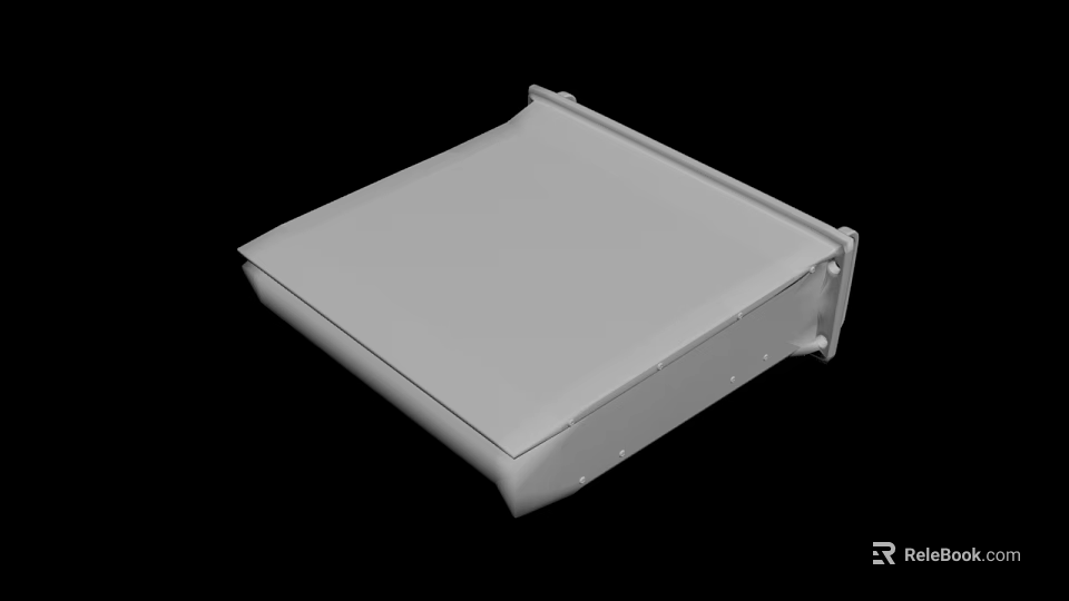 Gray Rectangular Enclosure Component With Smooth Surface And Structural Edges 3d model 